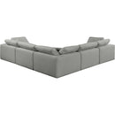 Meridian Comfy Grey Linen Textured Fabric Modular Sectional IMAGE 3