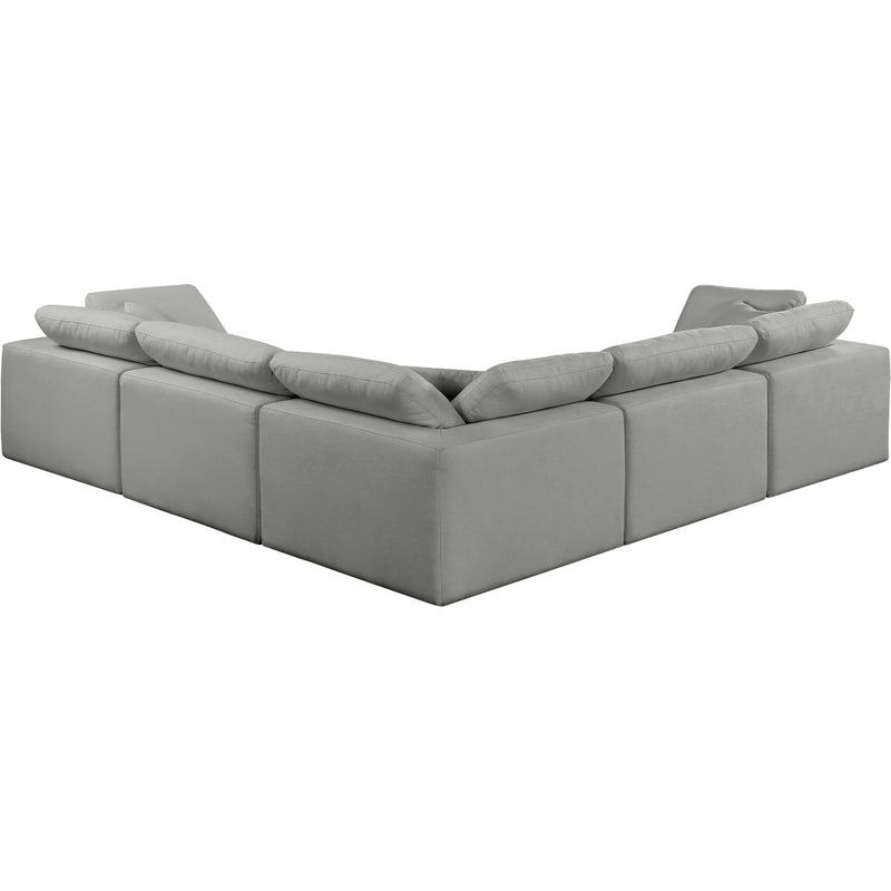 Meridian Comfy Grey Linen Textured Fabric Modular Sectional IMAGE 3