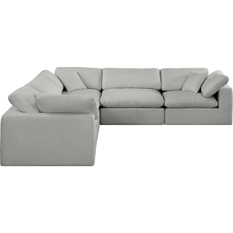 Meridian Comfy Grey Linen Textured Fabric Modular Sectional IMAGE 4