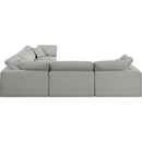 Meridian Comfy Grey Linen Textured Fabric Modular Sectional IMAGE 5
