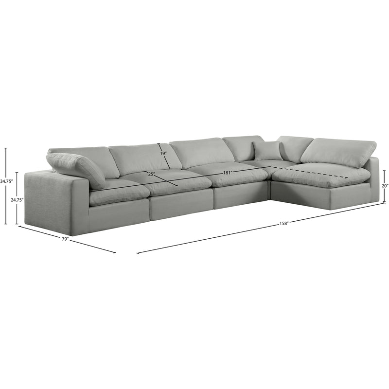Meridian Comfy Grey Linen Textured Fabric Modular Sectional IMAGE 15