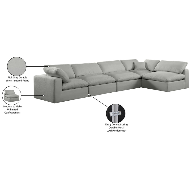 Meridian Comfy Grey Linen Textured Fabric Modular Sectional IMAGE 16