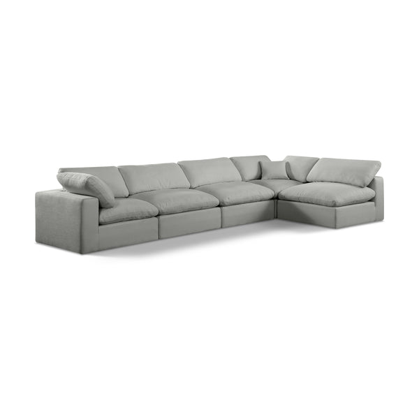 Meridian Comfy Grey Linen Textured Fabric Modular Sectional IMAGE 1