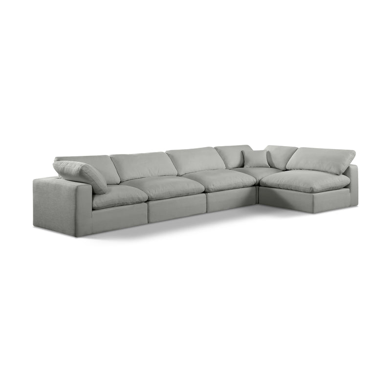 Meridian Comfy Grey Linen Textured Fabric Modular Sectional IMAGE 1