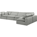 Meridian Comfy Grey Linen Textured Fabric Modular Sectional IMAGE 2