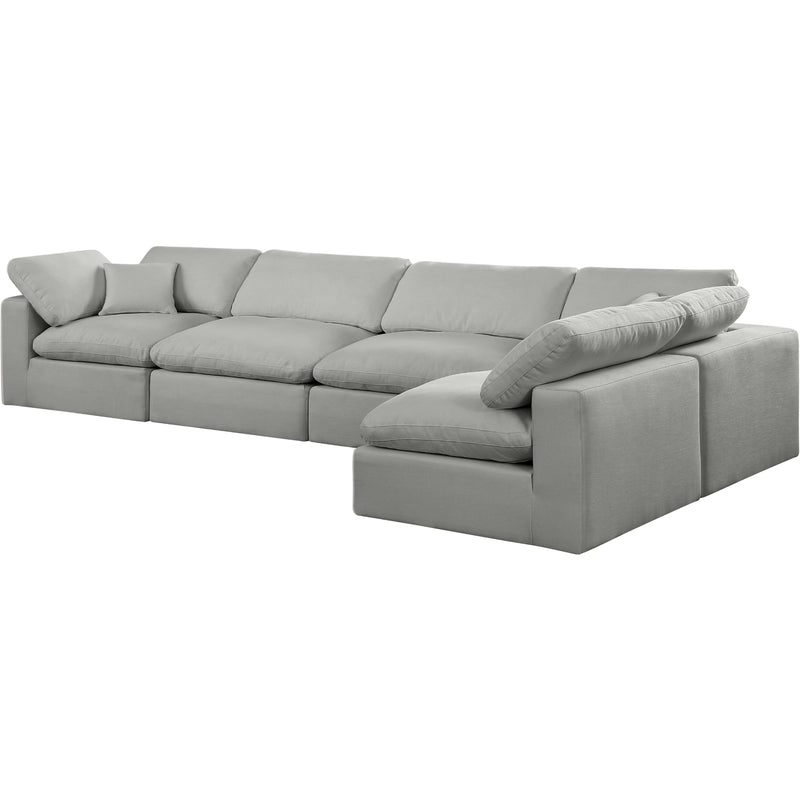 Meridian Comfy Grey Linen Textured Fabric Modular Sectional IMAGE 2