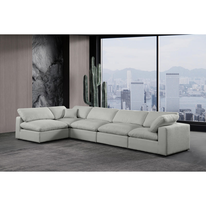 Meridian Comfy Grey Linen Textured Fabric Modular Sectional IMAGE 3