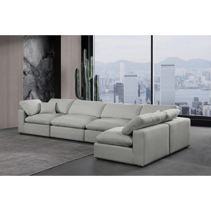 Meridian Comfy Grey Linen Textured Fabric Modular Sectional IMAGE 4