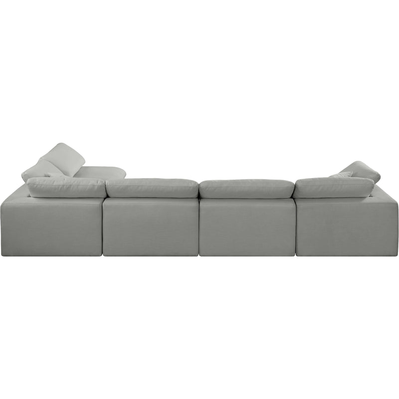 Meridian Comfy Grey Linen Textured Fabric Modular Sectional IMAGE 5