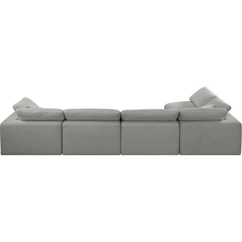 Meridian Comfy Grey Linen Textured Fabric Modular Sectional IMAGE 6