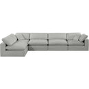 Meridian Comfy Grey Linen Textured Fabric Modular Sectional IMAGE 7