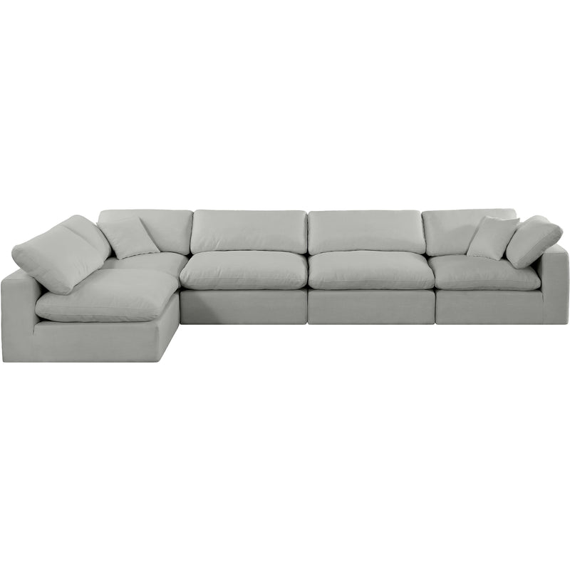 Meridian Comfy Grey Linen Textured Fabric Modular Sectional IMAGE 7