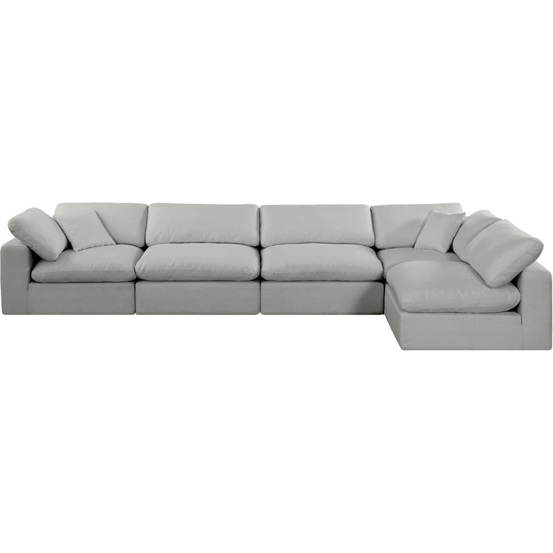 Meridian Comfy Grey Linen Textured Fabric Modular Sectional IMAGE 8