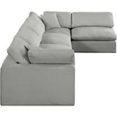Meridian Comfy Grey Linen Textured Fabric Modular Sectional IMAGE 9