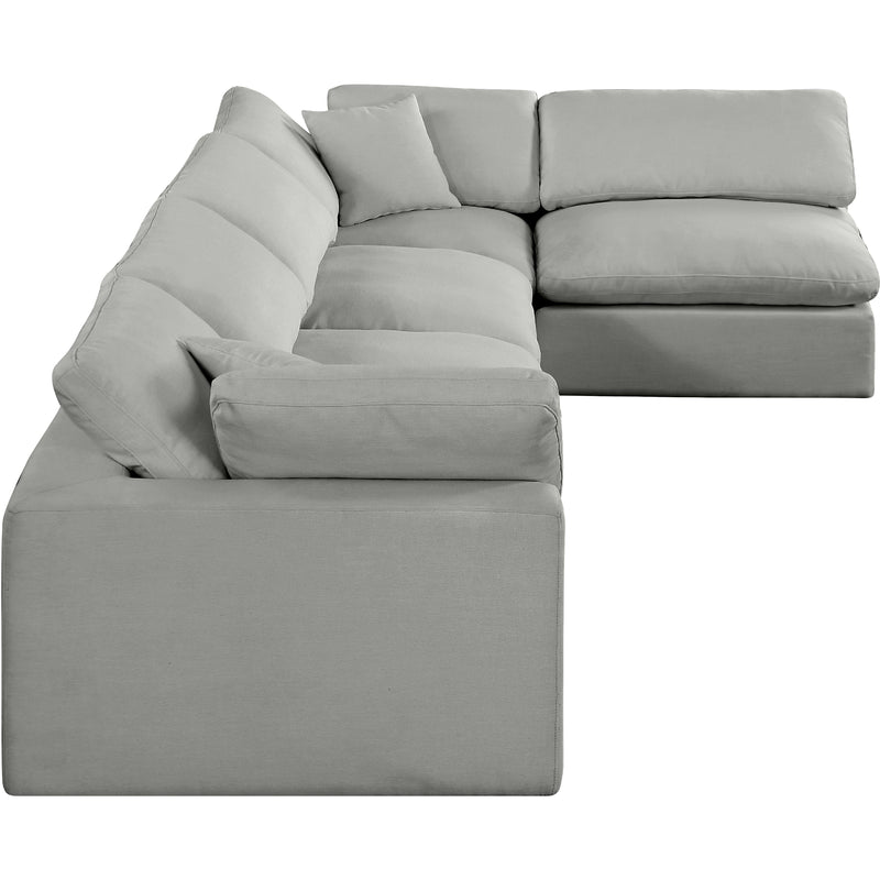 Meridian Comfy Grey Linen Textured Fabric Modular Sectional IMAGE 9