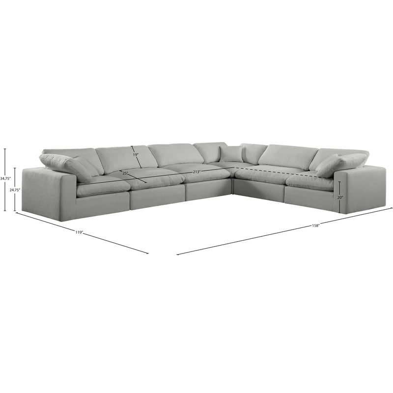 Meridian Comfy Grey Linen Textured Fabric Modular Sectional IMAGE 10