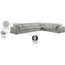 Meridian Comfy Grey Linen Textured Fabric Modular Sectional IMAGE 11