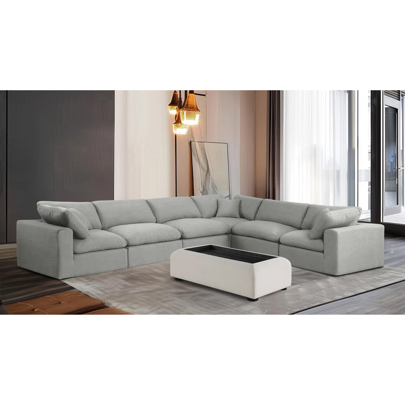 Meridian Comfy Grey Linen Textured Fabric Modular Sectional IMAGE 2
