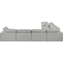 Meridian Comfy Grey Linen Textured Fabric Modular Sectional IMAGE 3