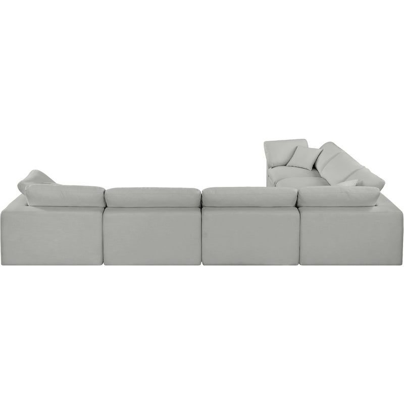 Meridian Comfy Grey Linen Textured Fabric Modular Sectional IMAGE 3