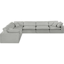 Meridian Comfy Grey Linen Textured Fabric Modular Sectional IMAGE 4