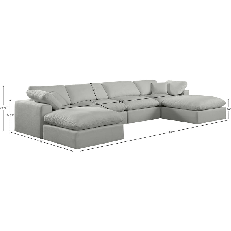 Meridian Comfy Grey Linen Textured Fabric Modular Sectional IMAGE 10
