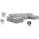 Meridian Comfy Grey Linen Textured Fabric Modular Sectional IMAGE 11