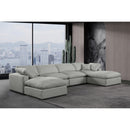 Meridian Comfy Grey Linen Textured Fabric Modular Sectional IMAGE 2