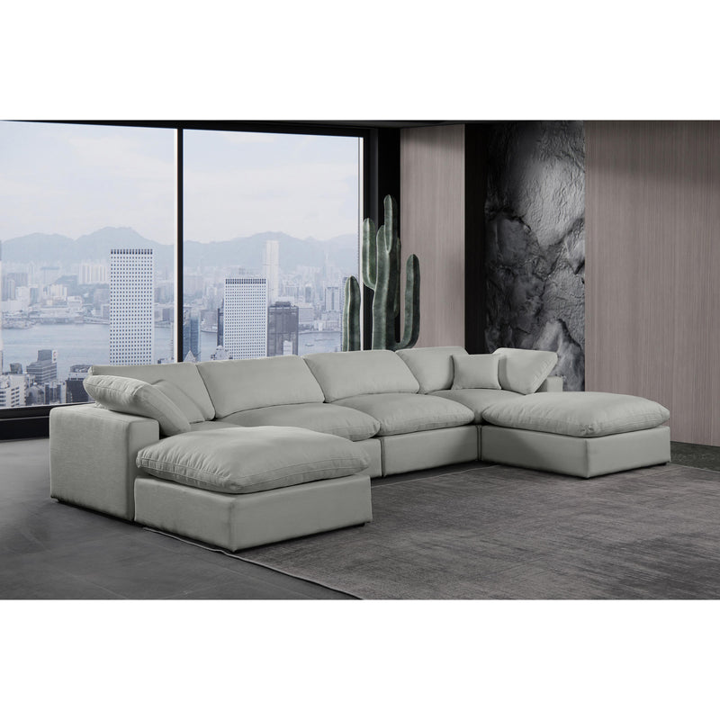 Meridian Comfy Grey Linen Textured Fabric Modular Sectional IMAGE 2