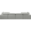 Meridian Comfy Grey Linen Textured Fabric Modular Sectional IMAGE 3