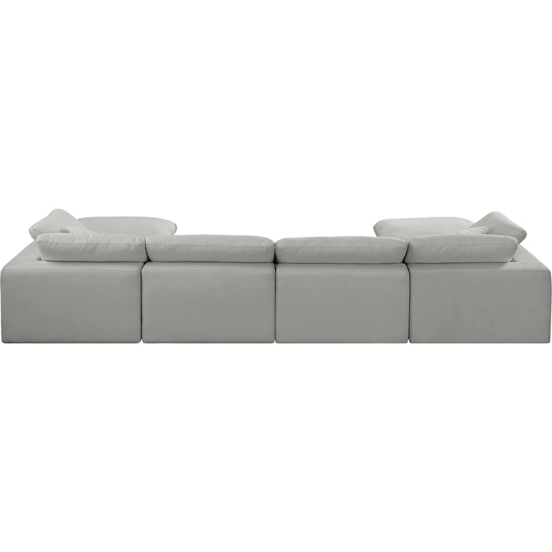 Meridian Comfy Grey Linen Textured Fabric Modular Sectional IMAGE 3