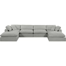 Meridian Comfy Grey Linen Textured Fabric Modular Sectional IMAGE 4