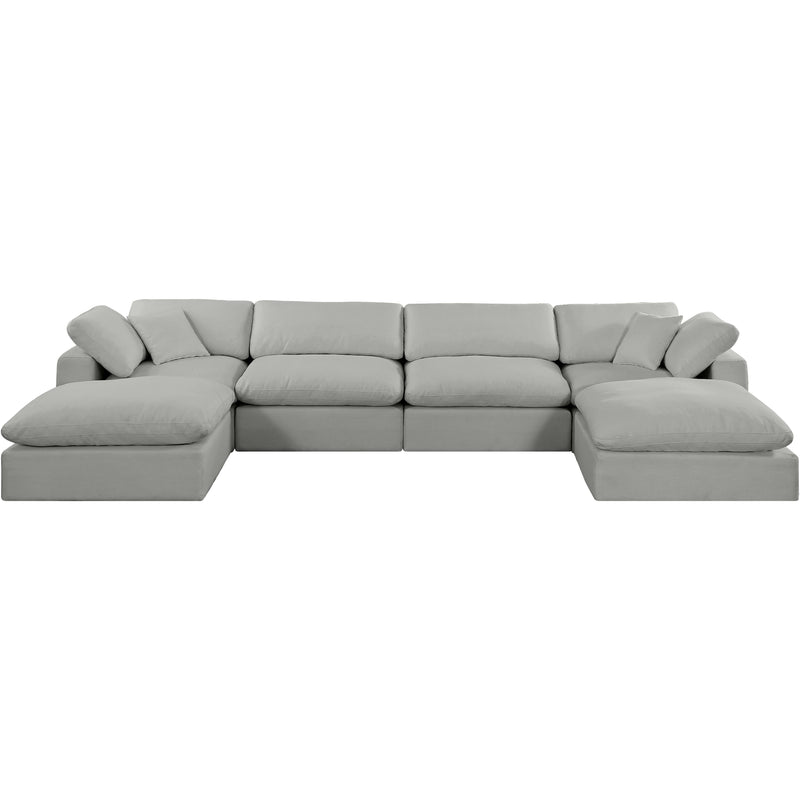 Meridian Comfy Grey Linen Textured Fabric Modular Sectional IMAGE 4