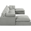Meridian Comfy Grey Linen Textured Fabric Modular Sectional IMAGE 5