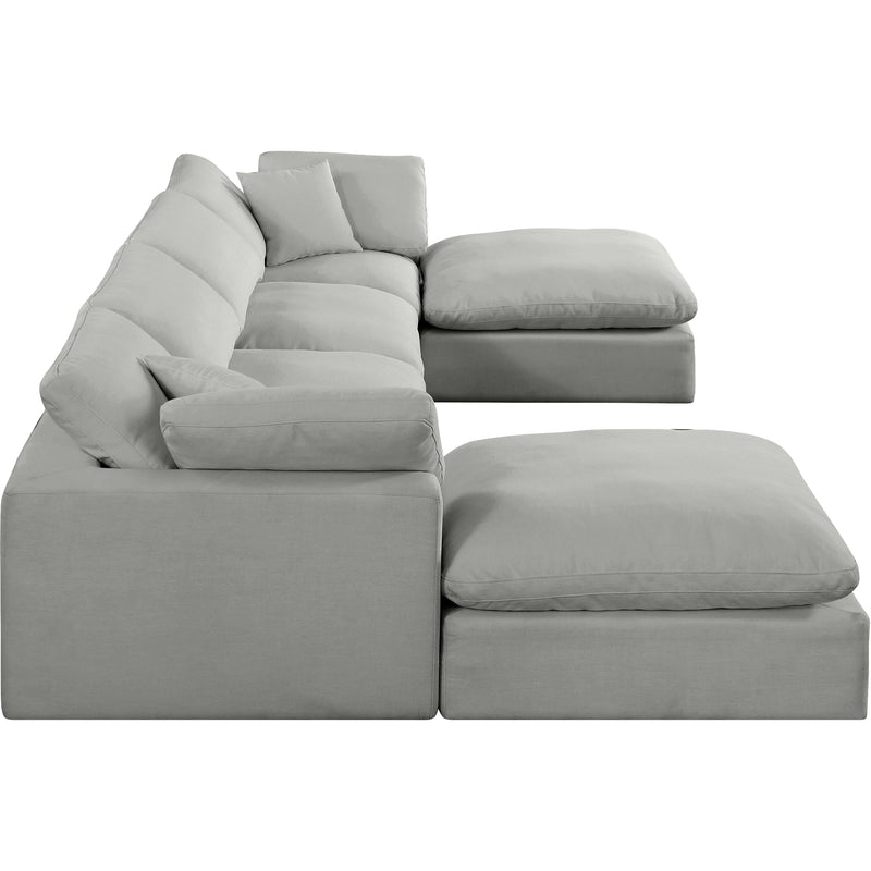 Meridian Comfy Grey Linen Textured Fabric Modular Sectional IMAGE 5