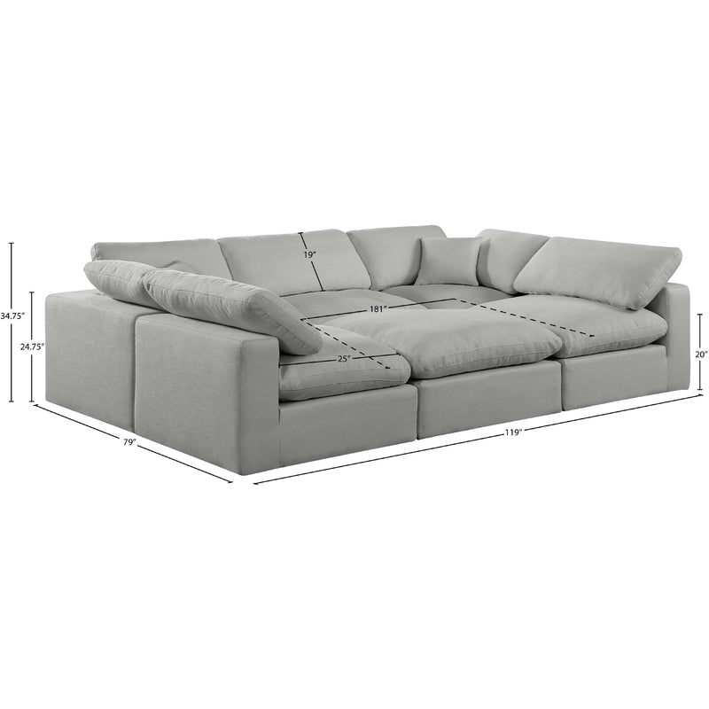 Meridian Comfy Grey Linen Textured Fabric Modular Sectional IMAGE 10