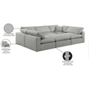 Meridian Comfy Grey Linen Textured Fabric Modular Sectional IMAGE 11