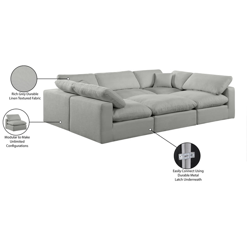 Meridian Comfy Grey Linen Textured Fabric Modular Sectional IMAGE 11