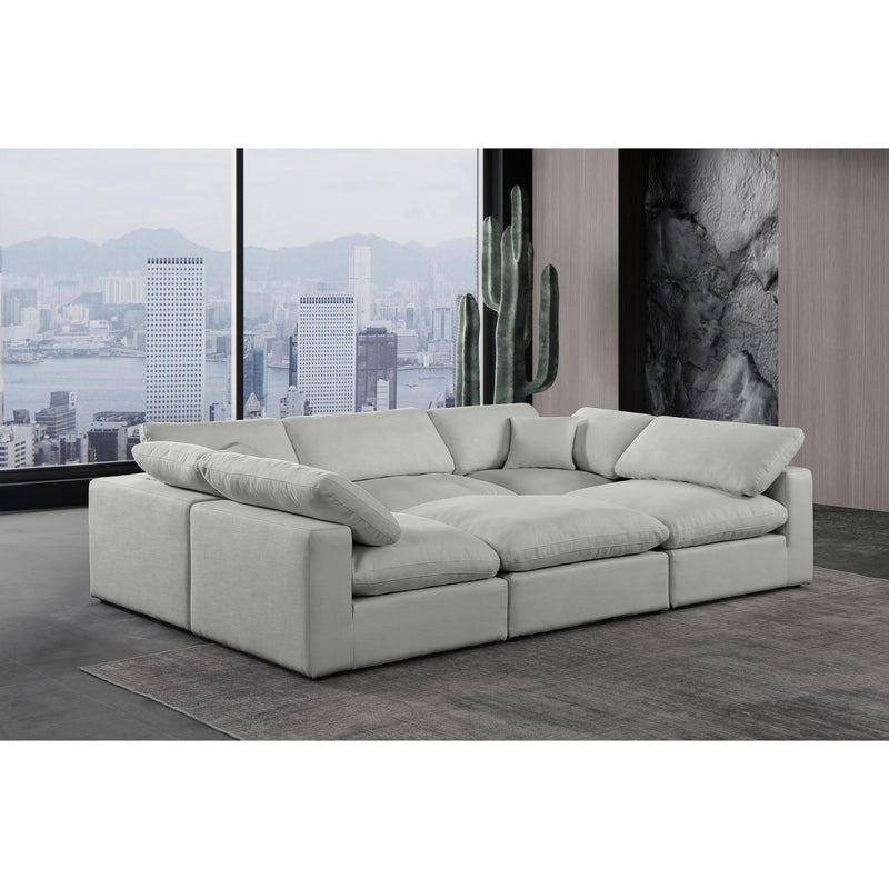 Meridian Comfy Grey Linen Textured Fabric Modular Sectional IMAGE 2