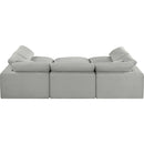 Meridian Comfy Grey Linen Textured Fabric Modular Sectional IMAGE 3