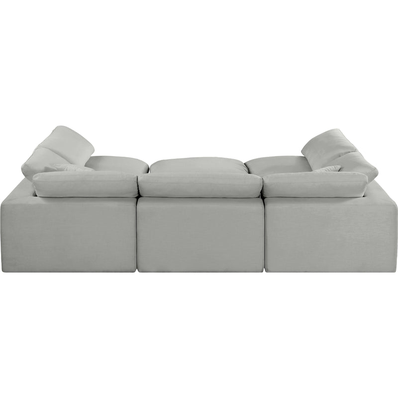 Meridian Comfy Grey Linen Textured Fabric Modular Sectional IMAGE 3