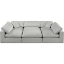 Meridian Comfy Grey Linen Textured Fabric Modular Sectional IMAGE 4