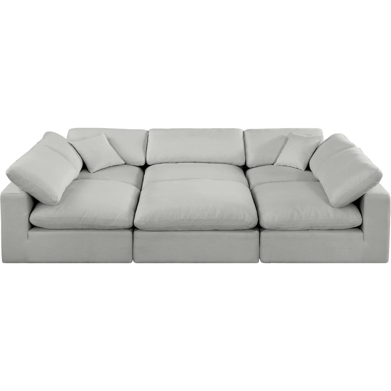 Meridian Comfy Grey Linen Textured Fabric Modular Sectional IMAGE 4