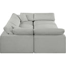Meridian Comfy Grey Linen Textured Fabric Modular Sectional IMAGE 5