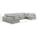 Meridian Comfy Grey Linen Textured Fabric Modular Sectional IMAGE 10