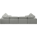 Meridian Comfy Grey Linen Textured Fabric Modular Sectional IMAGE 3