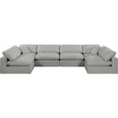 Meridian Comfy Grey Linen Textured Fabric Modular Sectional IMAGE 4