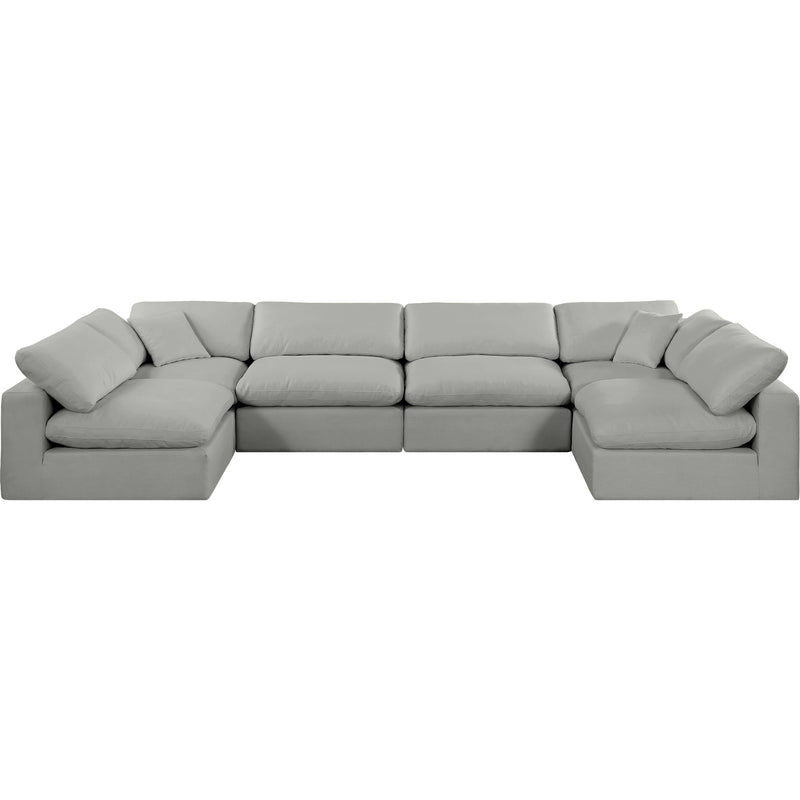 Meridian Comfy Grey Linen Textured Fabric Modular Sectional IMAGE 4