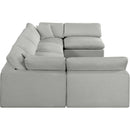 Meridian Comfy Grey Linen Textured Fabric Modular Sectional IMAGE 5