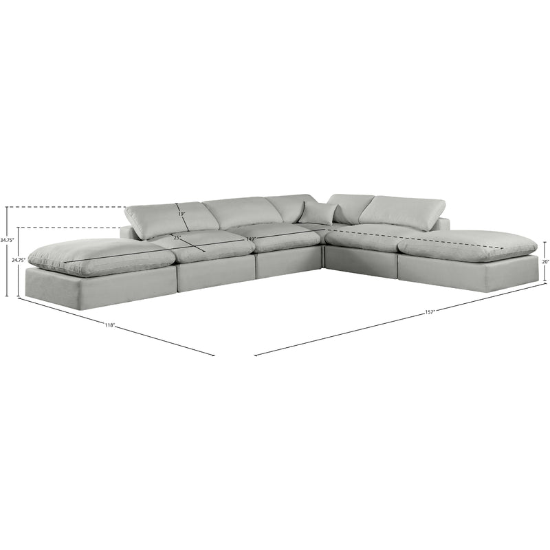 Meridian Comfy Grey Linen Textured Fabric Modular Sectional IMAGE 10